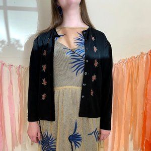 Vintage floral stitched button up cardigan